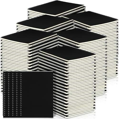 Yahenda 200 Pcs Spiral Notebook Bulk A5 Journal Lined 8.3'' x 5.5'' Writing Composition Paper Small Notepad Subject Notebook for Students Office Business Back to School Supplies (Black) - Product Image