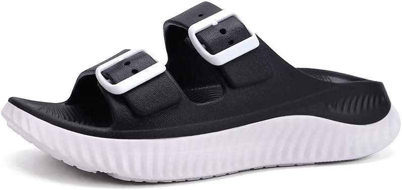 KuaiLu Womens Recovery Sandals With Comfortable Plantar Fasciitis Arch Support, Orthotic Adjustable Thick Cushion Sport Slides Reduces Stress on Feet, Joints & Back Post-Exercise - Product Image