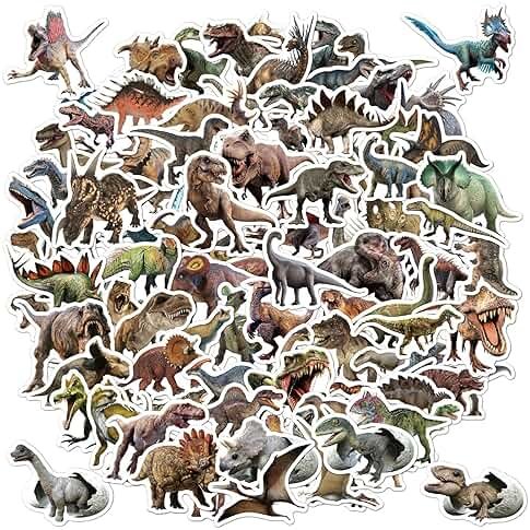 100pcs Jurassic Dinosaur Stickers for Kids Waterproof Vinyl Dino Stickers for Boys Girls Teens Waterbottle Scrapbook Laptop Skateboard Computer - Product Image