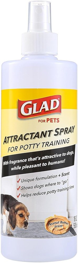 Glad for Pets Attractant Spray for Potty Training Dogs and Puppies, Peanut Butter Scent, Pheromone Attractant Encourages Marking in Designated Areas, Indoor and Outdoor Use, 16 Fl Oz - Product Image