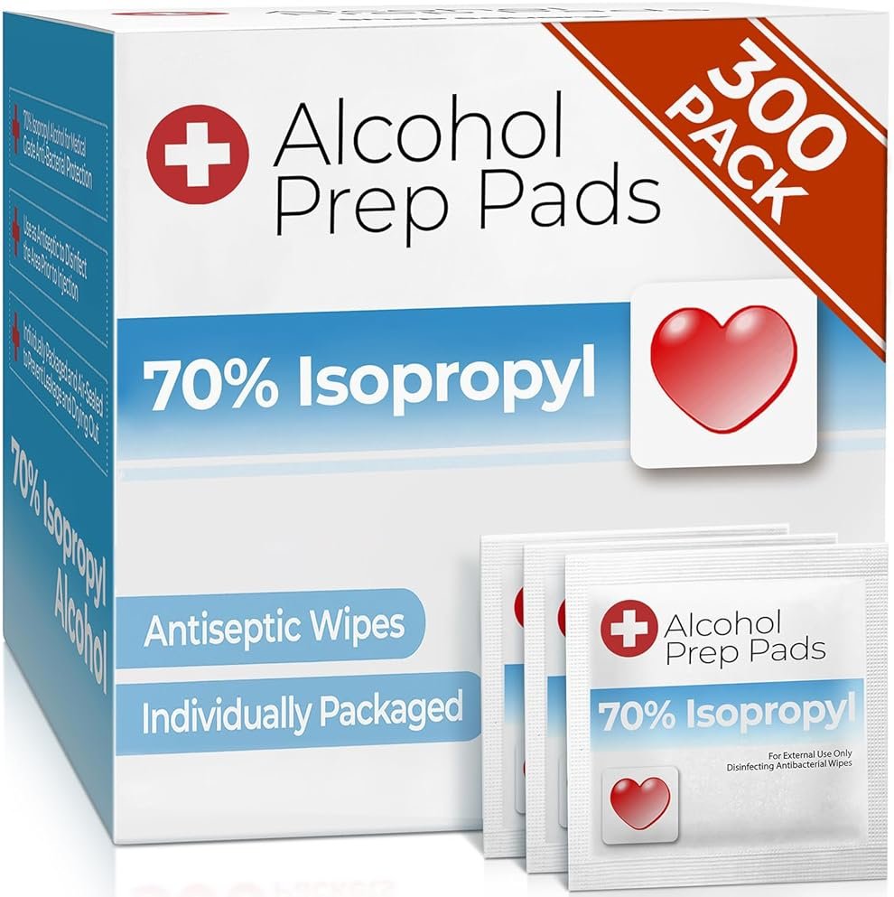 Alcohol Wipes individually Wrapped - 300 Pack Isopropyl Alcohol Wipes, Alcohol Prep Pads, Great for Home, Medical and First Aid Kits, Individually Wrapped Swabs - Product Image
