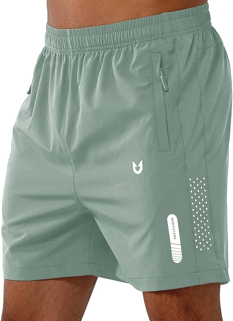 NORTHYARD Men's Athletic Running Shorts Gym Workout 7"/9"/5" Quick Dry Lightweight Sports Basketball Tennis 3 Zipper Pockets - Product Image