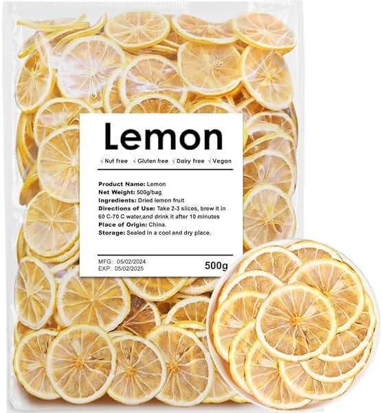 Dehydrated Dry Lemon For Cocktails, Dried Lemon 17.6oz/500g, 100% Natural & No Additives, No Sugar Added (17.6 oz) - Product Image