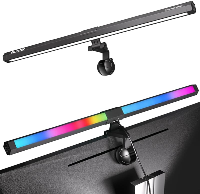 Quntis Monitor Light RGB PRO Backlight, Eye-Care Dual Light Computer Light Bar Gaming Office Desk Lamp, 15 Modes Dimmable Backlight, 3 Color Temperature Adjustable Brightness, Ra95 Screen Light Bar - Product Image