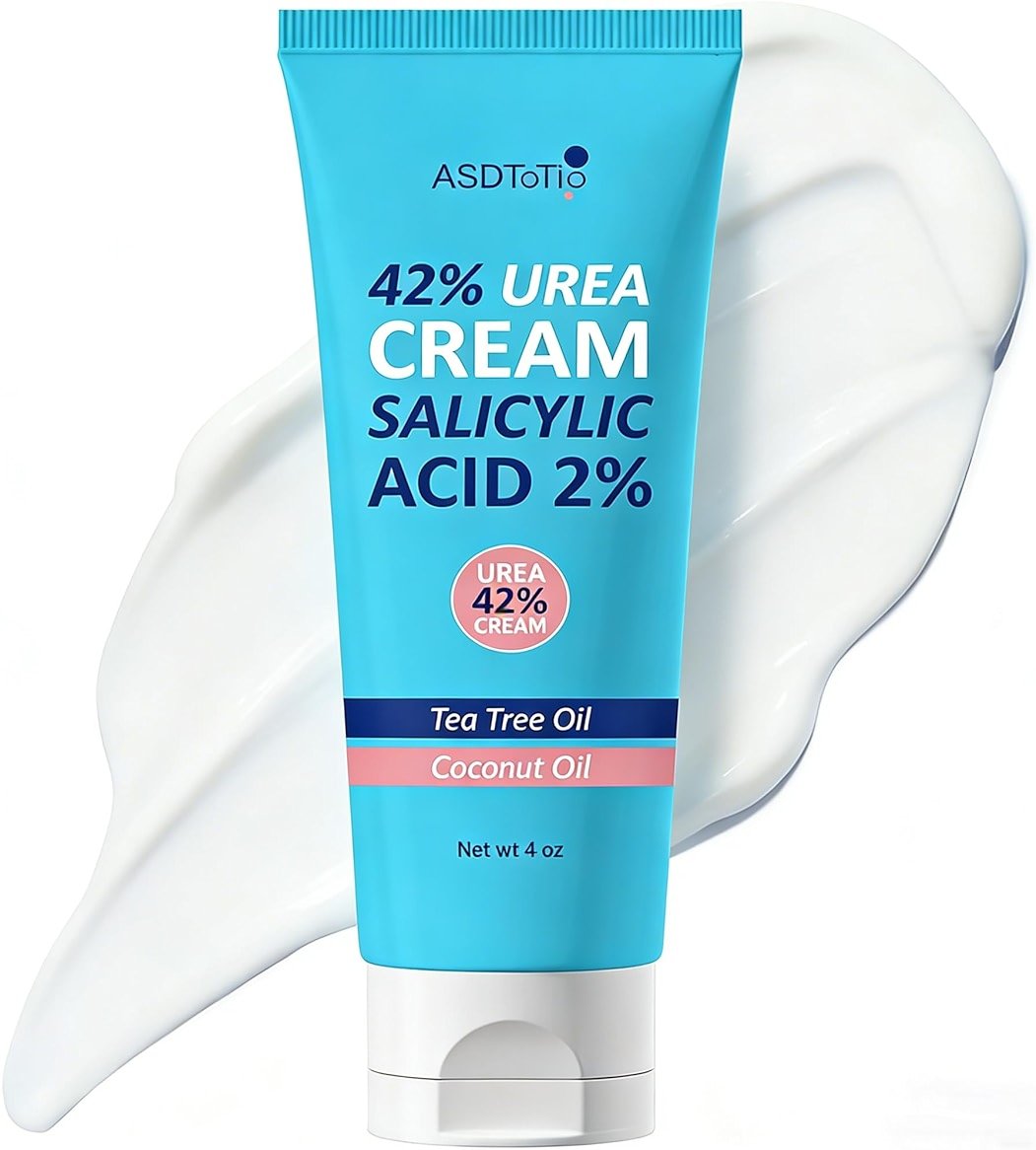 ASDToTio Urea Cream 42% - Foot Care for Dry Cracked Heels, Foot Lotion - With 2% Salicylic Acid, Tea Tree Oil, Shea Butter, Aloe Vera - For Feet, Hands, Heels, Elbows, Knees and More - 4 oz - Product Image
