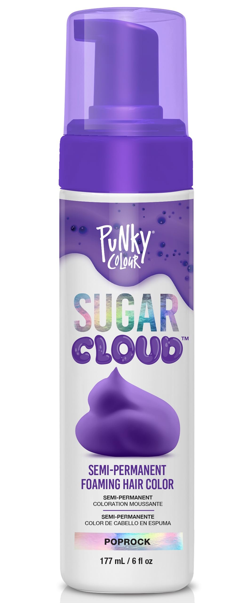 Punky Sugar Cloud Semi-Permanent Foam Hair Color, Poprock - Vibrant Hair Dye for Long-Lasting Color, Easy Application Foam Hair Dye, 6 fl oz. - Product Image