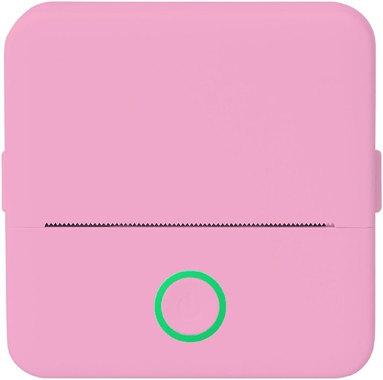 Core Innovations Mini Portable Thermal Printer, Bluetooth Wireless Inkless Printer with 3 Adhesive Rolls and 2 Non-Adhesive Rolls for iOS Monochrome Label, Note and Sticker Printer, 200 DPI, Pink - Product Image