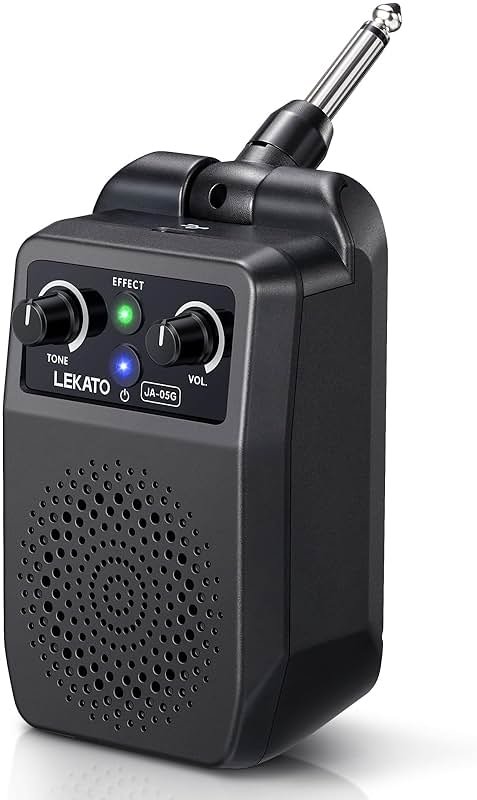 LEKATO Mini Electric Guitar Amp 5W, Portable Guitar Amp Bluetooth with Built-in 4 Effects, Clean Distortion Overdrive Reverb, Rechargeable Small Amplifier for Practice, Black (JA-05G) - Product Image