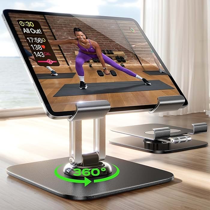 LISEN for iPad Stand Holder [All-Metal Foldable] Adjustable Tablet Stand for Desk, 2026 iPad Accessories Rotating Display Stand Office Men Gifts Kindle Tablet PS Switch iPhone 11"-4.7" - Product Image