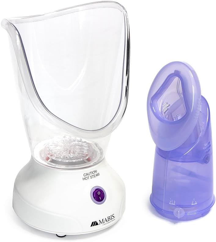 Mabis Steam Inhaler with Adjustable Facial & Nasal Mask (FSA/HSA) - Natural Vapor Inhaler Therapy for Sinus Relief, Skincare, & Pore Cleansing | Plug-in Vaporizer Humidifier - 60ml Liquid Capacity - Product Image