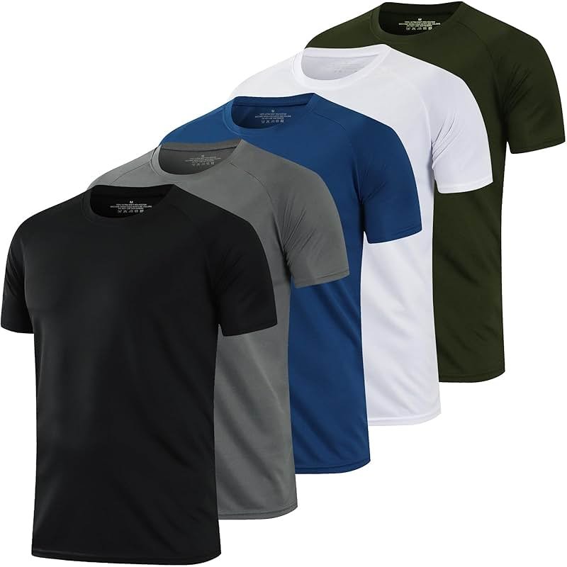 HovSiyla 1/5 Pack Running Shirts Men Sport Tops Dry Fit Gym Wicking Athletic T Shirts Breathable Cool Workout Shirts - Product Image