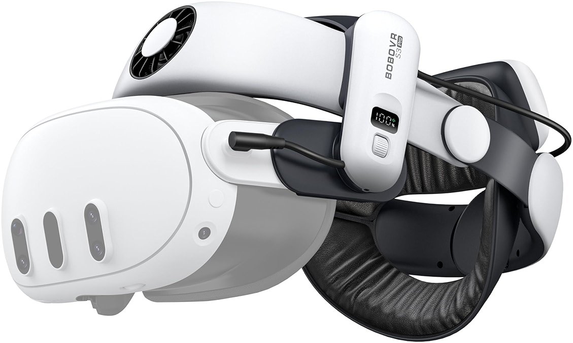 BOBOVR S3 Pro Battery Strap Accessories,Head Air Cooling System and 10000mah Hot-swappable Battery Pack,Compatible with Meta Quest 3/Quest 3S - Product Image