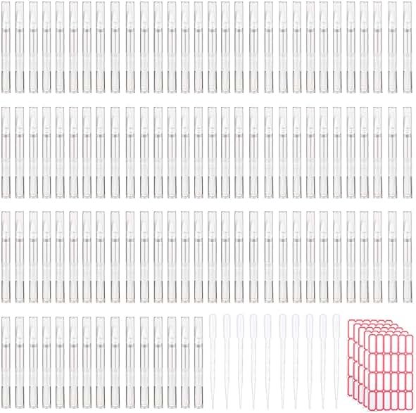 Olutacot 110 Pcs 3 ml Empty Cuticle Oil Pen Transparent Twist Pen Empty Nail Oil Pen with Brush Tip Cosmetic Container Applicator for Homemade Nail Oil, Lip Gloss, Eyelash Growth Liquid, White - Product Image