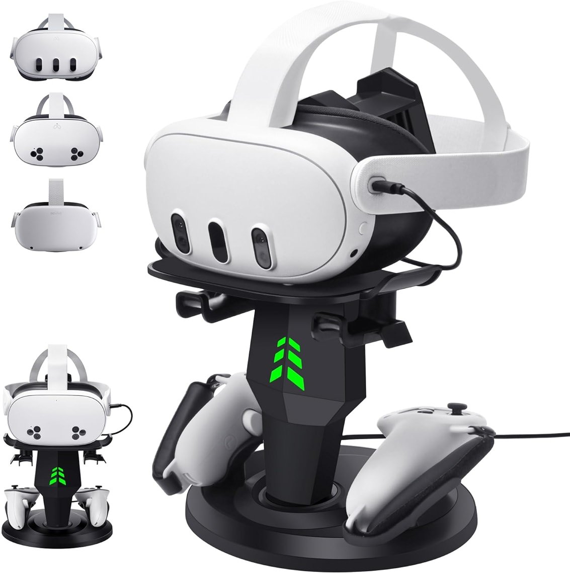 alcopanda VR Headset Charging Dock for Meta Quest 3/Quest 3S/Quest 2, VR Charging Stand for Quest 3 Accessories VR Stand Supports Charging Headset with Type C Cable and fit Controller with Cover - Product Image