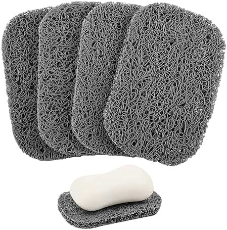 Yadream 4 Pack Gray BPA-Free Soap Savers Pads, Non-Slip Soap Holder, Self-Draining Soap Bars Holder, Suitable for Kitchen Bathroom Shower Travel Hotel - Product Image