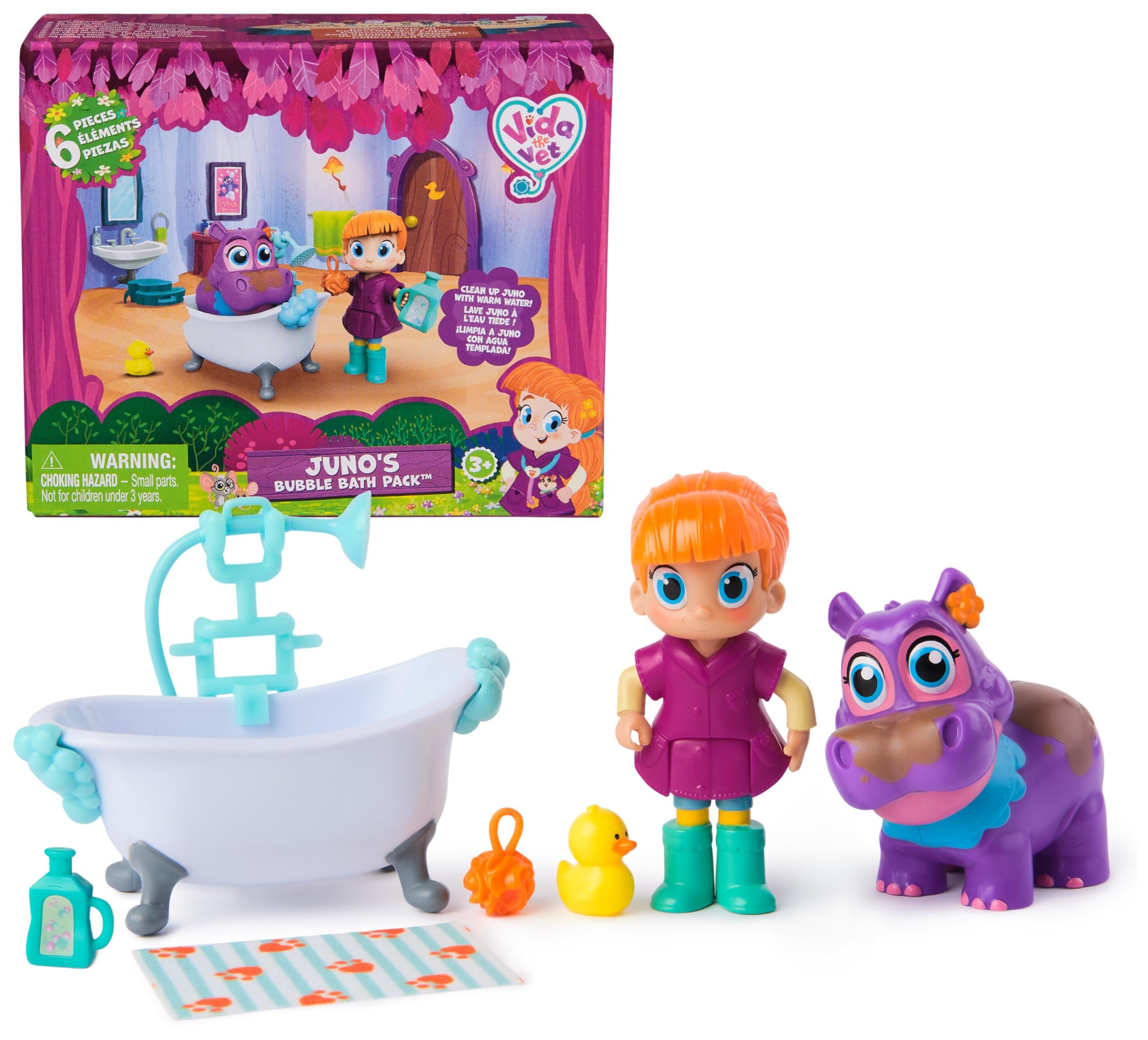 Vida the Vet, Juno’s Bubble Bath Pack with Vida & Color Changing Juno Action Figure & Doctor Kit Accessories, Kids Toys for Girls & Boys Ages 3 and up - Product Image