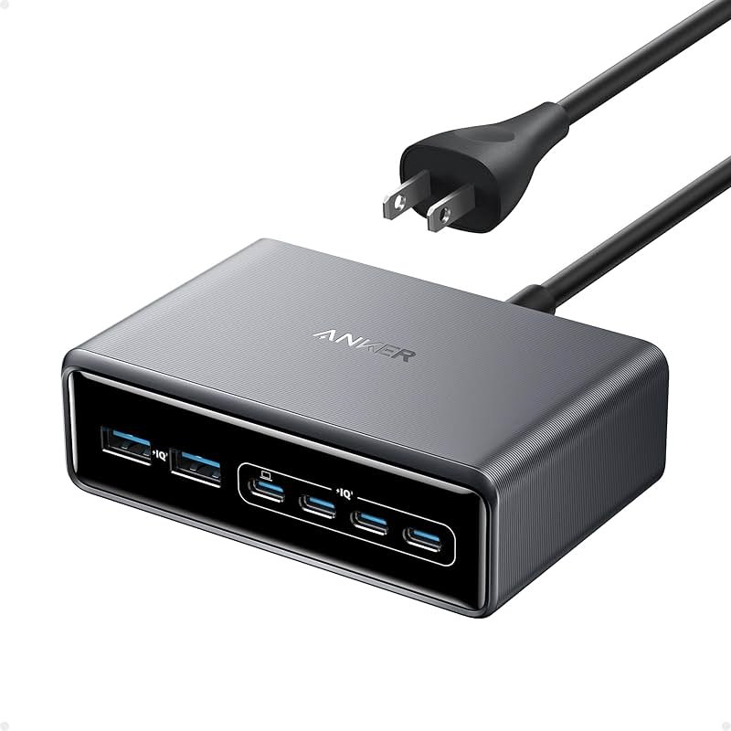 Anker Prime Charging Station, 200W 6-Port GaN Desktop Charger, Fast Charging USB C Charger for Multiple Devices, Compatible with iPhone, Galaxy, MacBook, Dell and More - Product Image