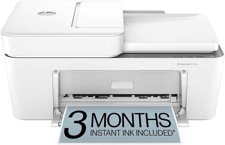 HP DeskJet 4255e Wireless All-in-One Color Inkjet Printer, Scanner, Copier, Best-for-Home, 3 Month Instant Ink Trial Included. This Printer is only 2.4 ghz Capable. AI-Enabled (588S6A) - Product Image