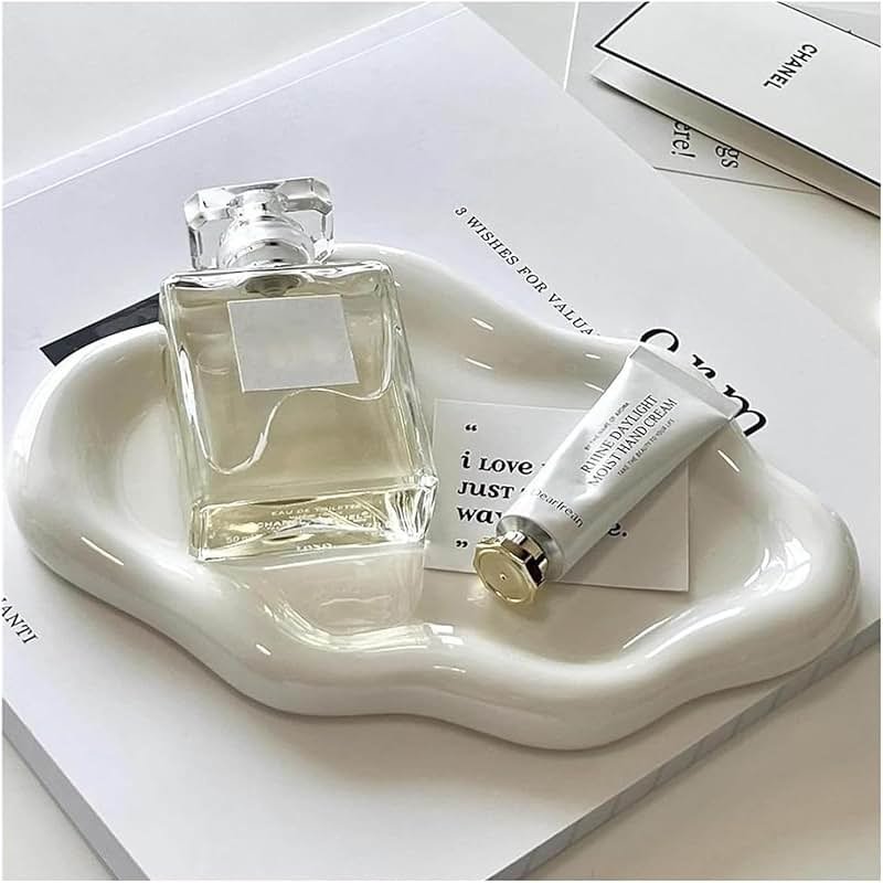 BESSKON Small Jewelry Dish for Women, Gifts for Mom, Ceramic Jewlery Tray Ring Holder, Vanity Ring Dish Cute Cloud Tray, Nightstand Decor Trinket Bowl for Earrings, Perfume, Keys, White Jewelry Plate - Product Image