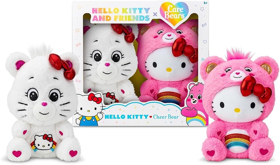 Care Bears Hello Kitty Loves Cheer Bear 10" Collectible Plush 2-Pack - Soft, Huggable Material! - Product Image