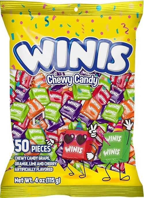 Winis Original Variety Bag Chewy Candy – Taffy Candies 50 individually wrapped pieces - Size 4 Oz | Gifts, Holiday, Parties, Concessions, Pantry, Non-Melting, Party - Product Image