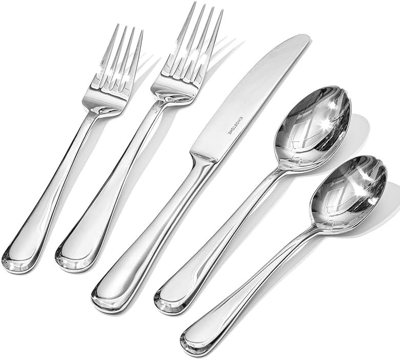 KINGSTONE 30 Pieces Silverware Set for 6, Premium Stainless Steel Flatware Set, Heavy Duty and Modern Design Cutlery Set, Mirror Polished, Dishwasher Safe - Product Image