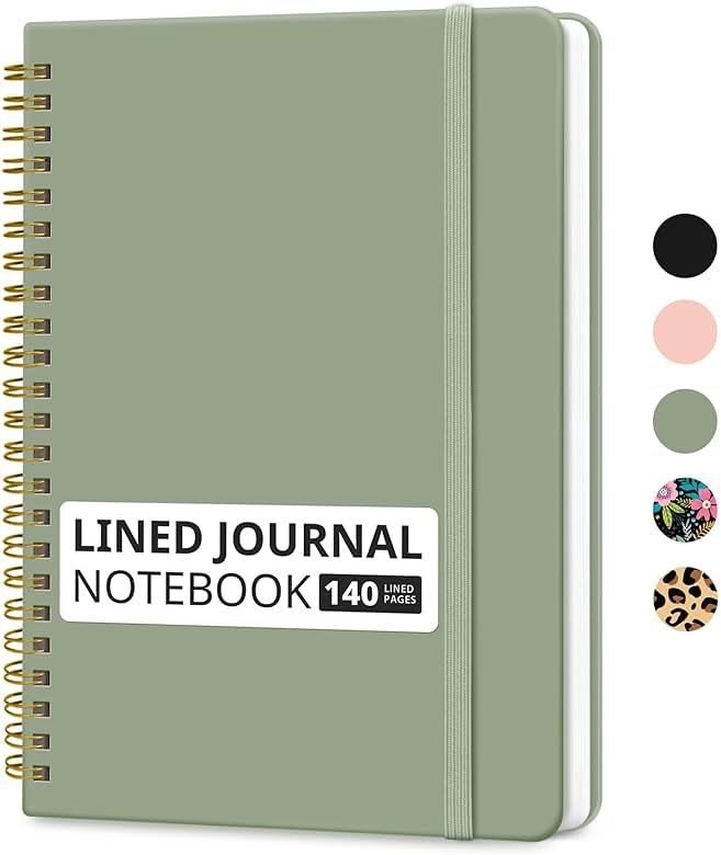 Taja Lined Spiral Journal Notebook for Women & Men, 140 Pages, College Ruled Hardcover Notebook for Work & Note Taking, Journals for Writing, A5(5.7" x 7.9") - Green - Product Image