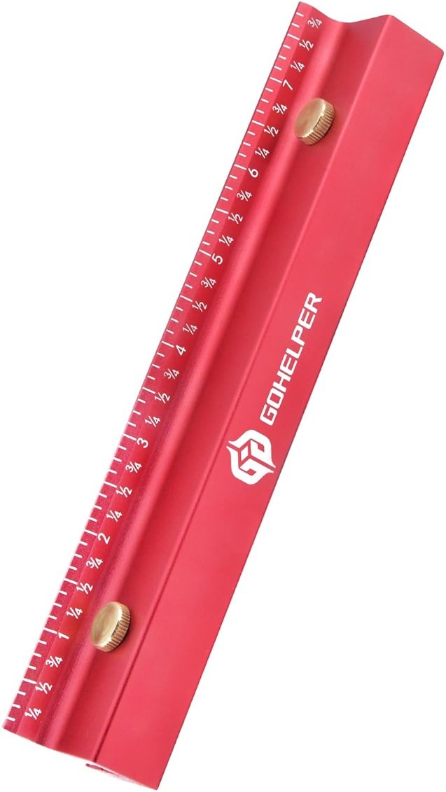 8 Inch Removable Carpenter Framing Square Fence with Edge Marking Ruler, Anodized Solid Aluminum Alloy Body & Brass Knobsn for Woodworking Measuring Ruler Stops Fences - Product Image