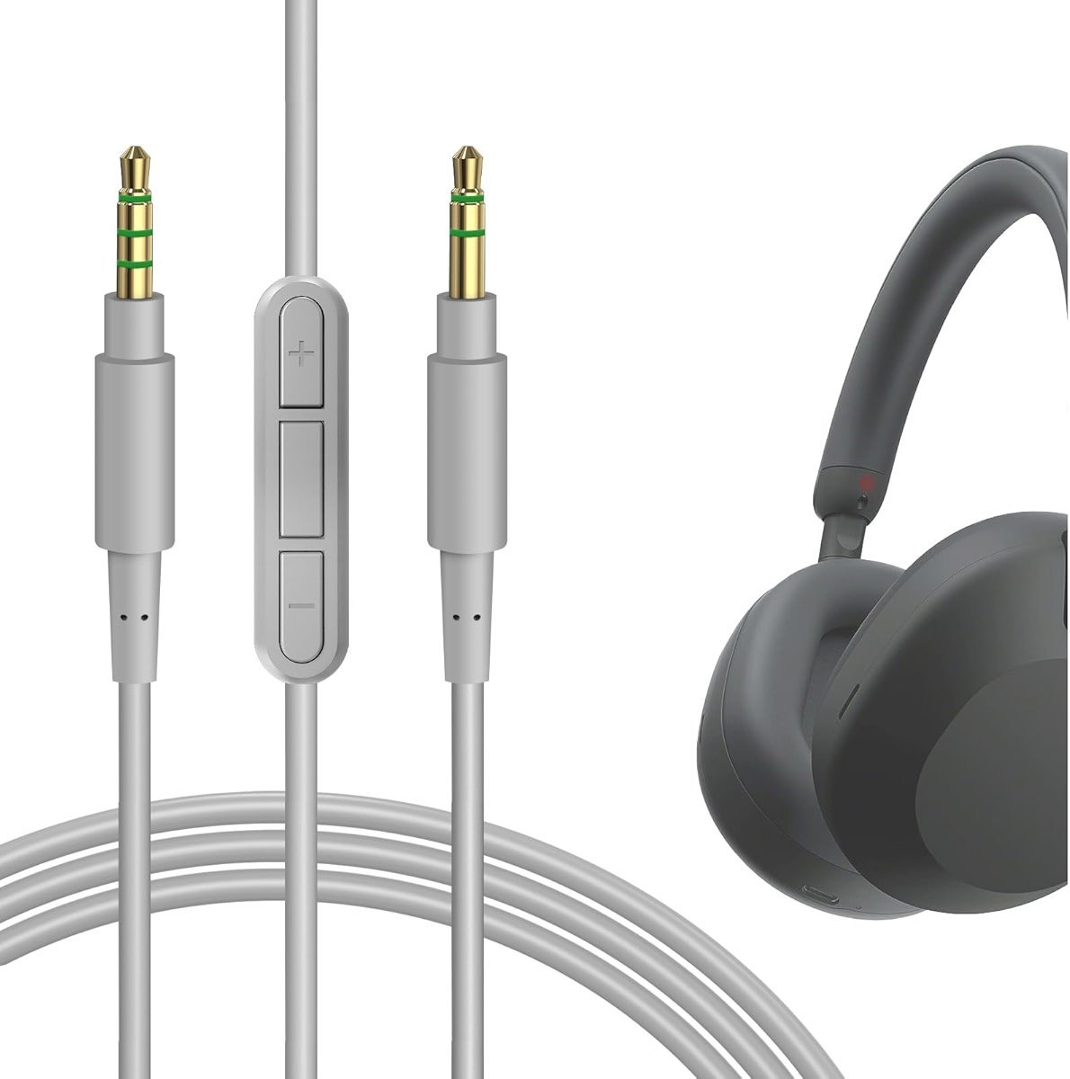 GEEKRIA Audio Cable with Mic Compatible with Sony ULT WEAR, WH-1000XM6/1000XM5/1000XM4, WH-XB910N, WH-CH720N Headphones, 3.5mm Replacement Stereo Cord (5.6 ft / 1.7 m) - Product Image