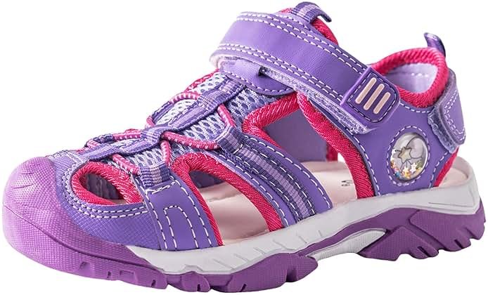 TZJS Girls Boys Sandals Kids Closed Toe Outdoor Hiking Sandal Lightweight Athletic Adjustable Straps Summer Shoes for Toddler/Little Kid - Product Image