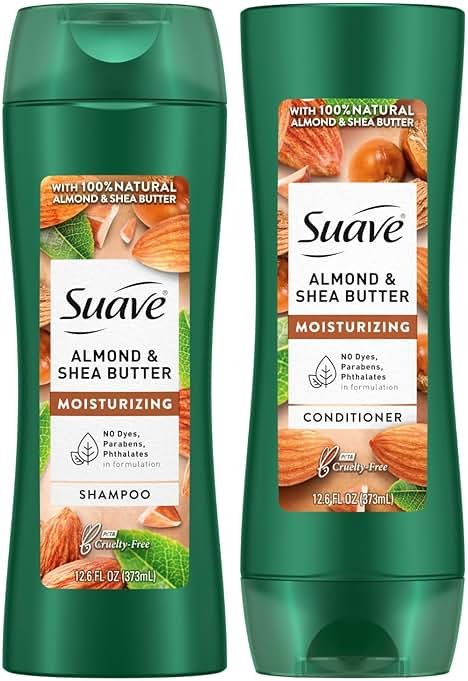 Suave Almond & Shea Butter Shampoo and Conditioner for Dry Hair – Moisturizing Hair Products for Women & Men, Frizz Control, 12.6 Oz Ea - Product Image