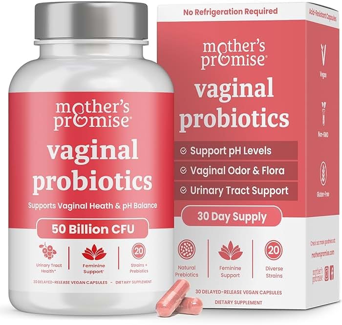 Vaginal Probiotics for Women pH Balance | 50 Billion CFU Womens Probiotic + Cranberry Pills for Vaginal Health, Healthy Odor, Yeast, Urinary Tract | Vegan Women's Probiotics and Prebiotics Supplement - Product Image