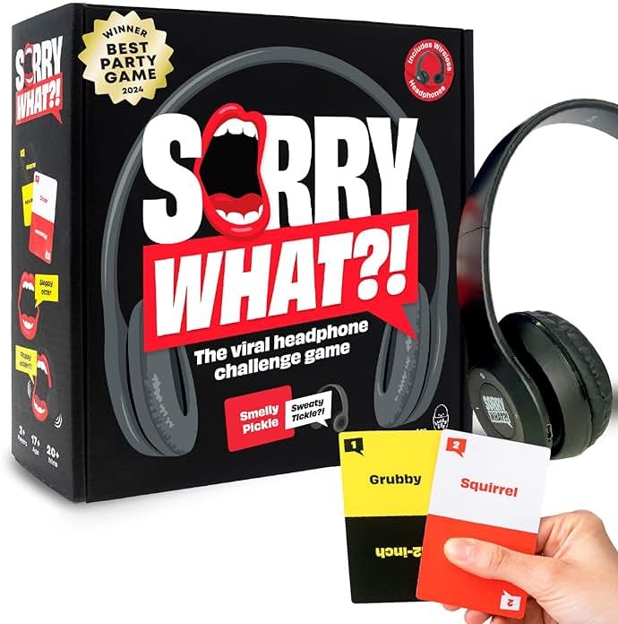 Lucky Egg Sorry What - Award Winning Lip Reading Friends Party Game Based On The Headphone Challenge TikTok Trend - 2+ Players 40,000 Funny Word Phrase Combinations Card Game for Friends - Product Image