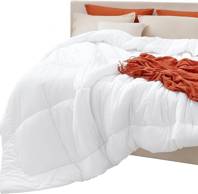 Bedsure Comforters Queen Size Duvet Insert, Quilted Down Alternative Comforter, Ultra Soft Lightweight Comforter Blanket for Bed, with 8 Tabs, Machine Washable, 88x88 in, White - Product Image