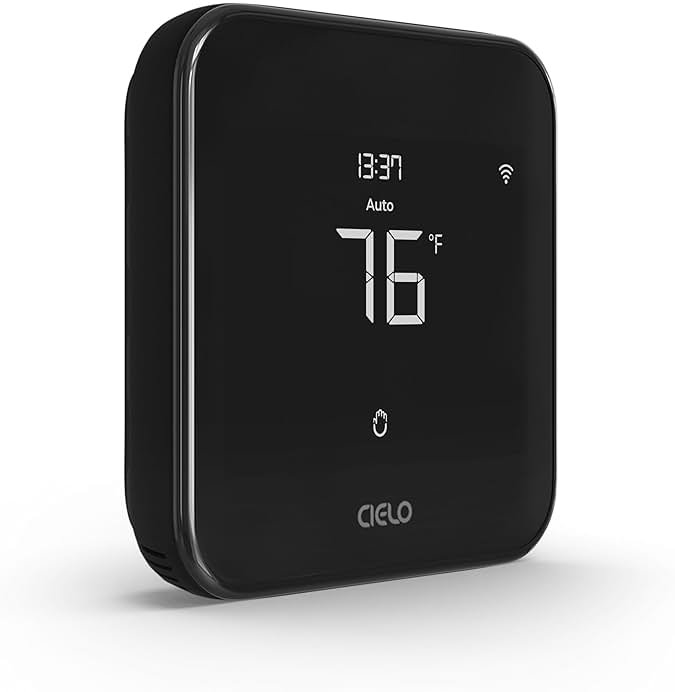 Cielo Smart Thermostat Eco (for Central HVAC) | Energy Star Certified | Supports Conventional Systems up to (2H/2C) & Heat Pumps (4H/2C) | Free C-Wire Adapter | NOT for Mini Split Systems | Black - Product Image