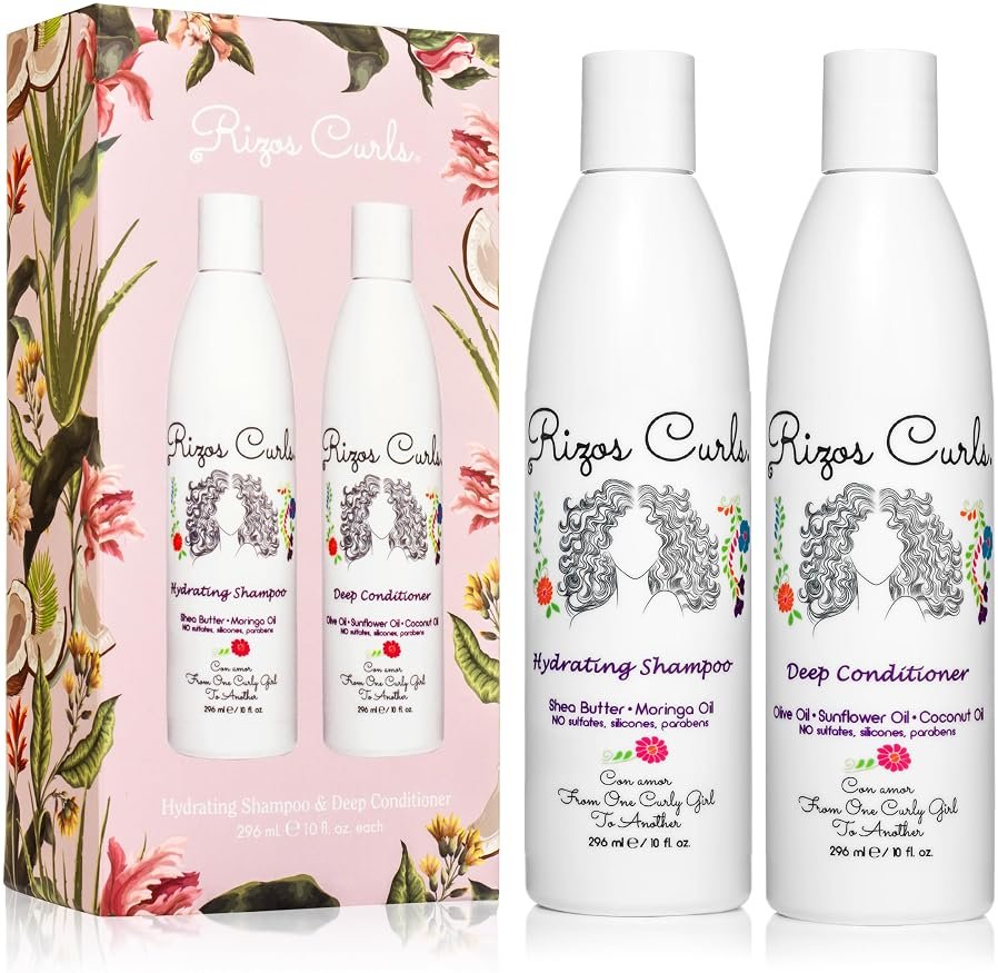 Rizos Curls Wash Day Bundle – Hydrating Shampoo & Deep Conditioner Set with Shea Butter for Every Curl Pattern 1a-4c – Gently Cleanses, Moisturizes, Softens & Adds Shine – Sulfate & Paraben Free - Product Image