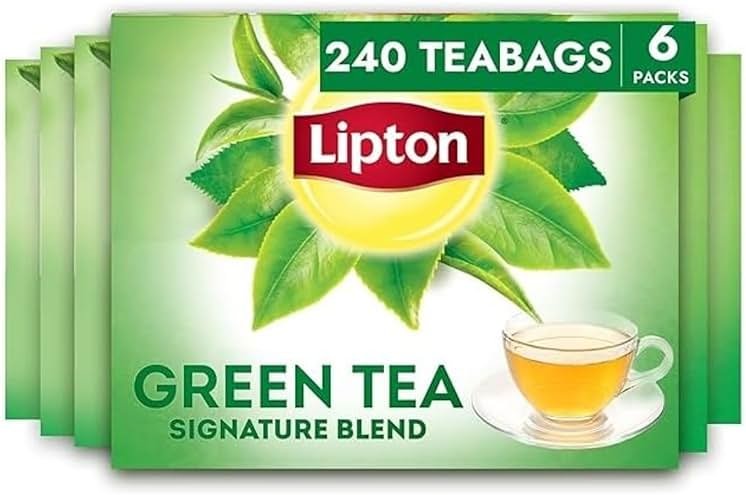Lipton Signature Blend Green Tea with Jasmine 240-Count Tea Bags Hot or Iced Caffeinated Unsweetened Flavonoids Bioactives 40ct (6-Pack) for Tea Lovers Gift Set Specialty Tea - Product Image