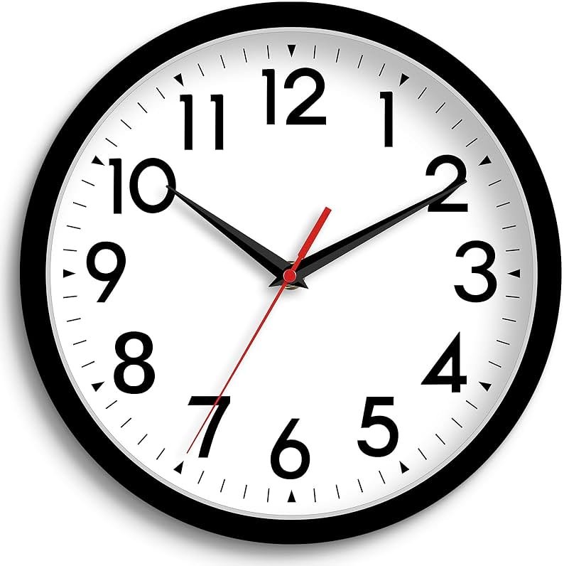 DAXSMY Wall Clock 8 Inch Silent Non-Ticking Battery Operated - Small Analog Clock for Bedroom, Office, Kitchen, Bathroom - Modern Minimalist Decorative Clock (Black) - Product Image