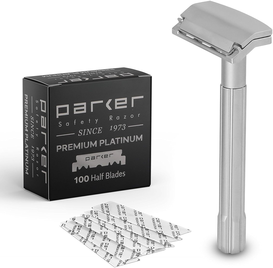 Parker Safety Razor, The SOLOEDGE – Single Edge Razor with Magnetic Head & 100 Platinum SE Blades – Precision Shaving, Reusable & Plastic-Free Razor for Men & Women - Product Image