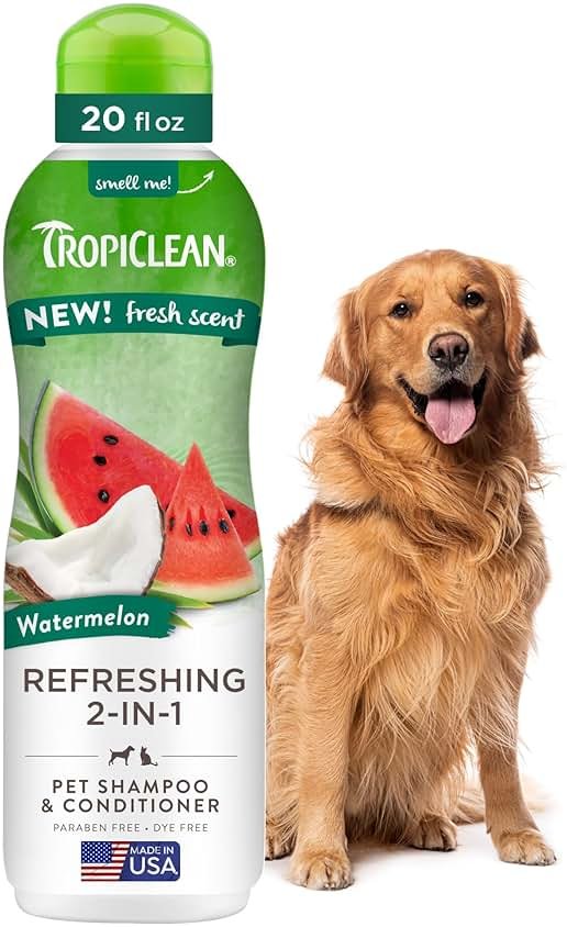 TropiClean Watermelon Refreshing 2-in-1 Cat & Dog Shampoo and Conditioner | Cat & Dog Bath Supplies | 20 oz | Made in The USA - Product Image