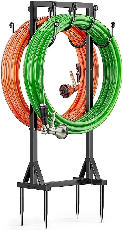Kcysta Garden Hose Holder Freestanding, Double-Sided Water Hose Holders for Outside, Heavy Duty Metal Hose Stand Hanger Storage Rack - Product Image