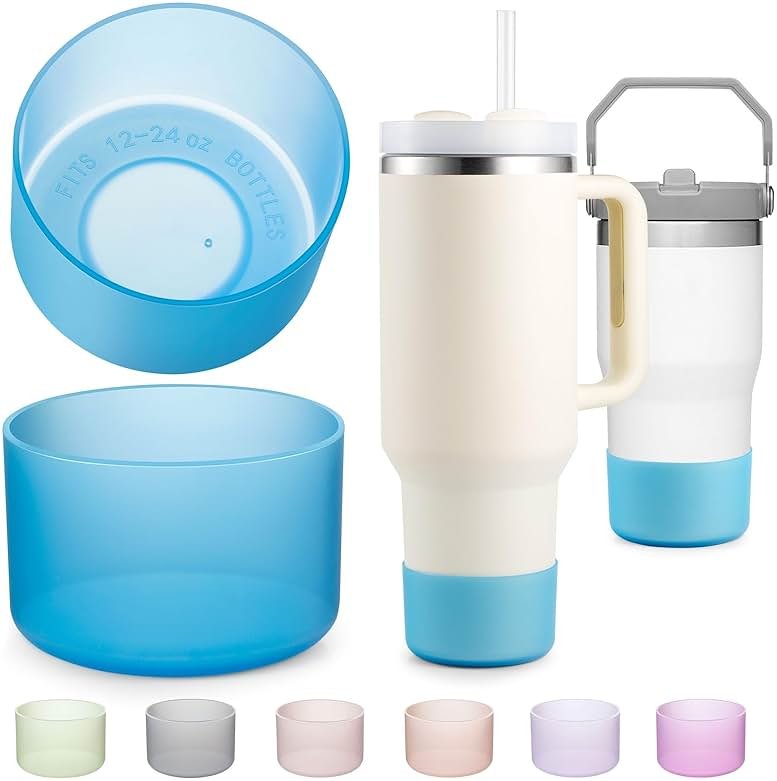 2-Pack Silicone Boot for Stanley 40 30 20 OZ Cup Accessories, Thick Bottom Boots for Stanley 20OZ 30OZ Tumbler Ice-Flow 16OZ Bottle, Protector Sleeve Cover for Yeti Cups Protective Bumper, Anti-Slip - Product Image
