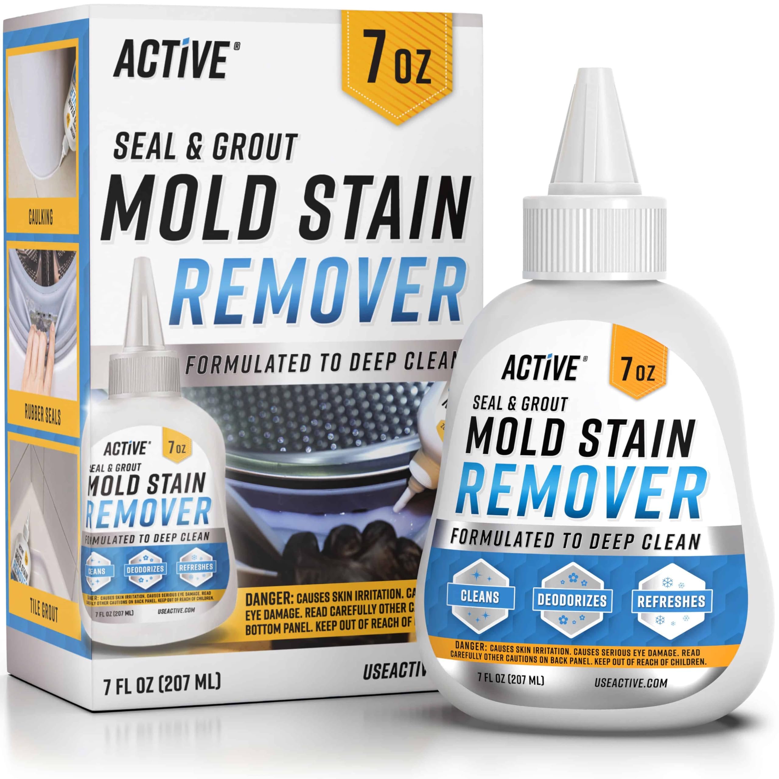 ACTIVE Mold Stain Remover Gel Cleaner Heavy Duty Stain Cleaner for Front Loader Washing Machine Seal, Bathroom Grout, Shower, Caulk - Front Load Washer Cleaning Solution - 7 Fl Oz - Product Image