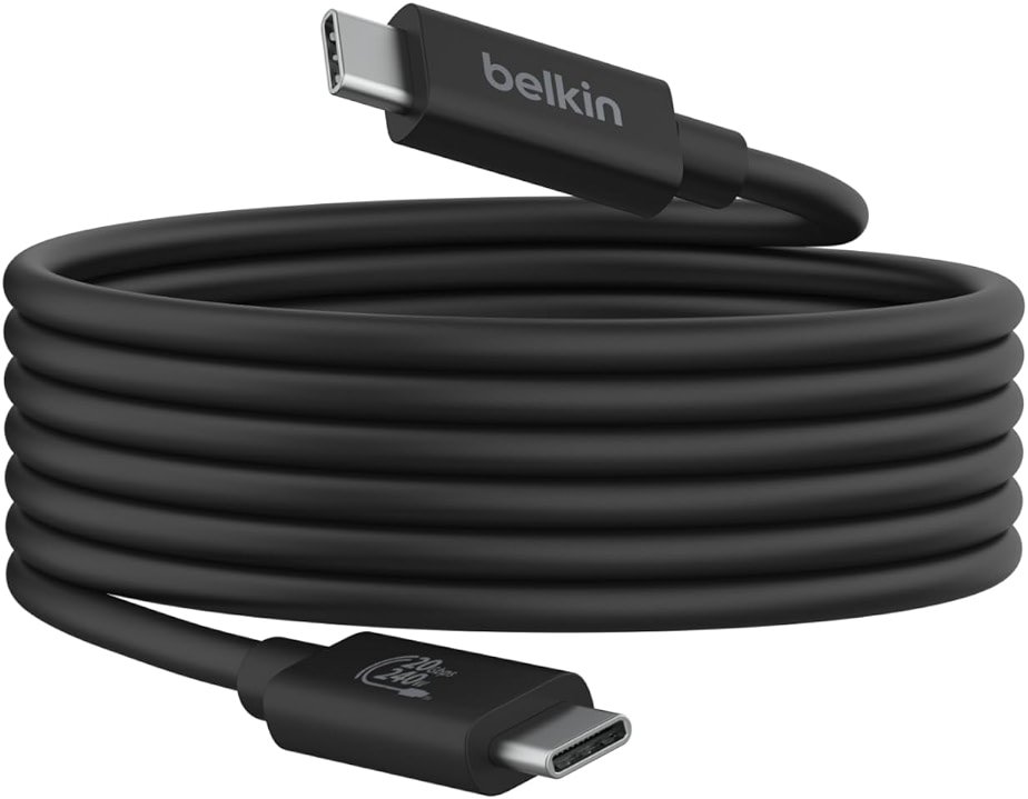 Belkin Connect USB4 Cable (6.6ft/2M Power Cable), USB-C to USB-C Cable w/ 240W Power Delivery + 20Gbps - USB4 Compliant Power Cable, Compatible with MacBook, Windows, Chromebook, & More - Product Image