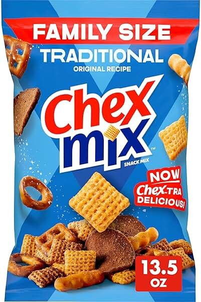 Chex Mix Traditional Original Recipe Snack Mix, Savory Snack Bag, Family Size, 13.5 oz - Product Image