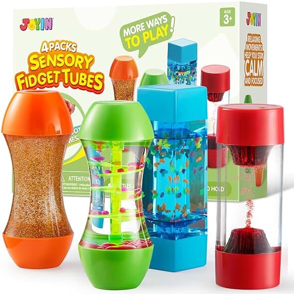 JOYIN 4-Pack Fidget Tubes for Kids, Sensory Tubes, Stress Relief Toy, Speech Therapy, Calming Toys for Children with Autism, Calm Down Corner Classroom Supplies, Back to School Gifts for Toddlers - Product Image