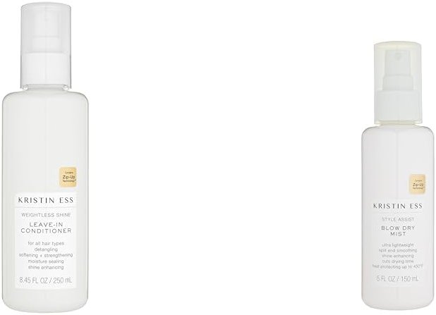 Kristin Ess Hair Weightless Shine Leave In Conditioner Spray for Curly, Straight & Dry Damaged Hair & Style Assist Blow Dry Mist Heat Protectant Spray - Product Image