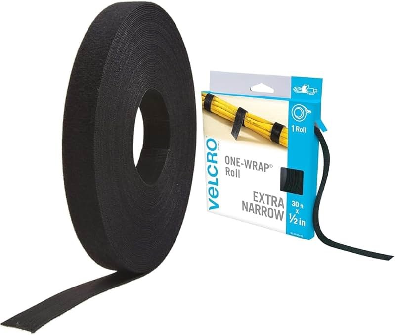 VELCRO Brand Cut to Length Straps Heavy Duty | 45 Ft x 3/4 in | ONE-WRAP Self-Gripping Double Sided Roll & VEL-30765-AMS Extra Narrow Straps 1/2 in x 30ft Roll | Cut to Length Reusable Self-Grip - Product Image