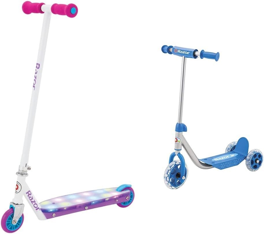 Razor Party Pop Kick Scooter for Kids Ages 6+ - 12 Multi-Color LED Lights, Urethane Wheels & Jr. Lil' Kick Scooter - Product Image