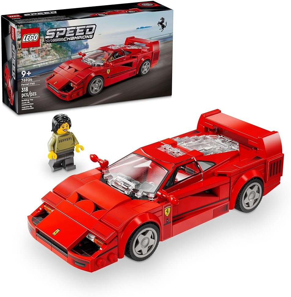 LEGO Speed Champions Ferrari F40 Supercar, Toy Car Model Building Set with Driver Minifigure, Collectible Ferrari Toy for Kids Ages 9 and Up, 76934 - Product Image